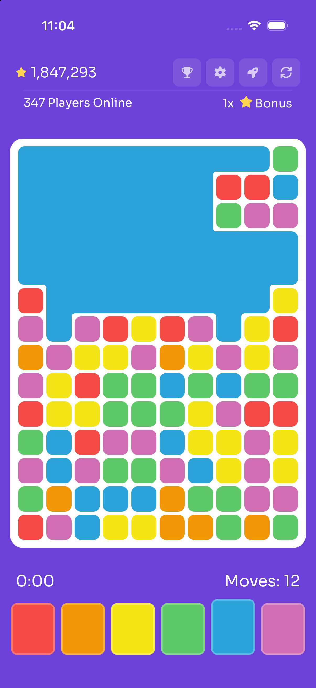 Flooding a colorful puzzle board